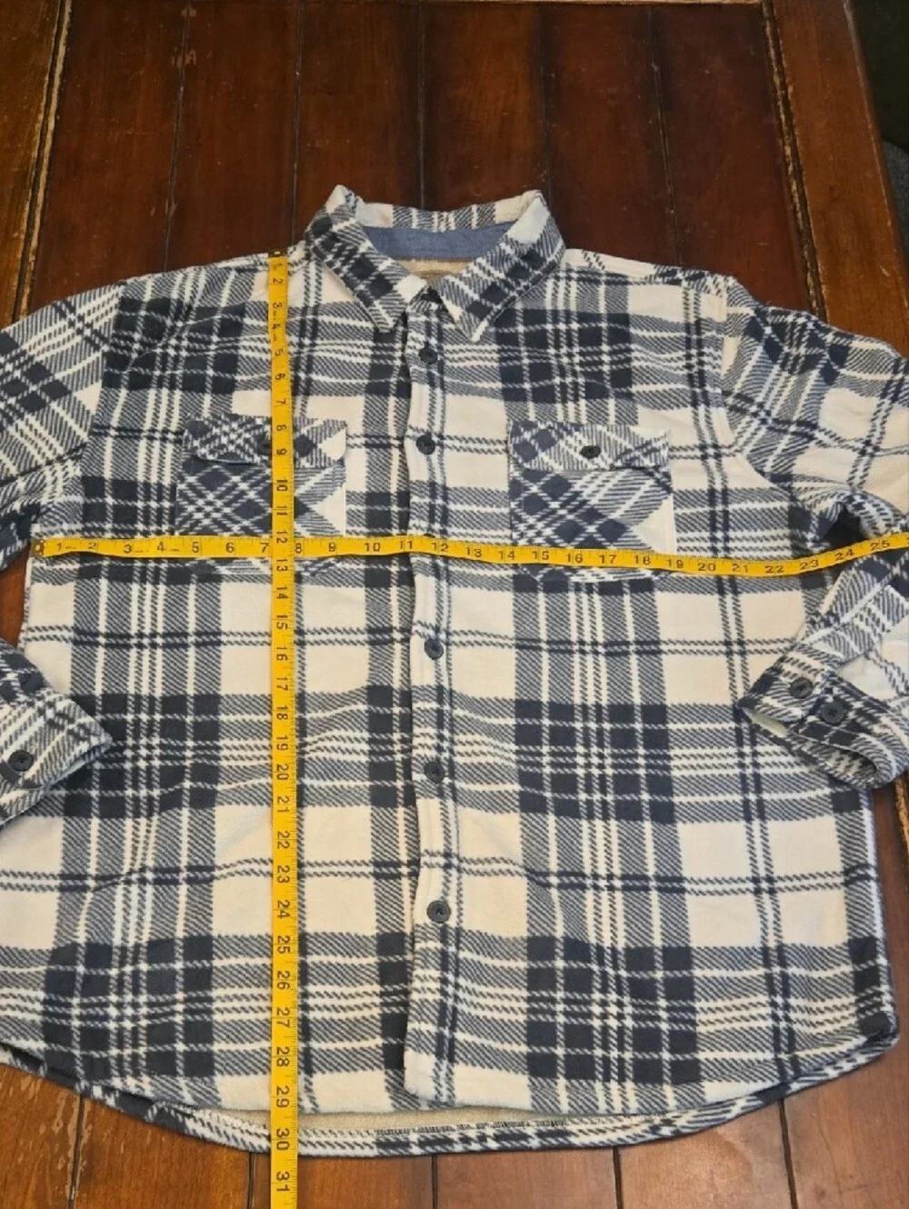 Telluride Clothing Co Men's Plaid Sherpa-Lined Shirt Jacket in Navy and White